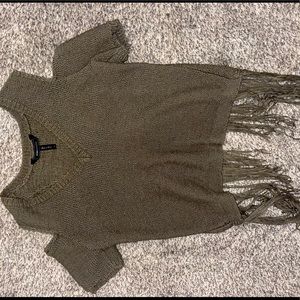 army green knit tank with fringe